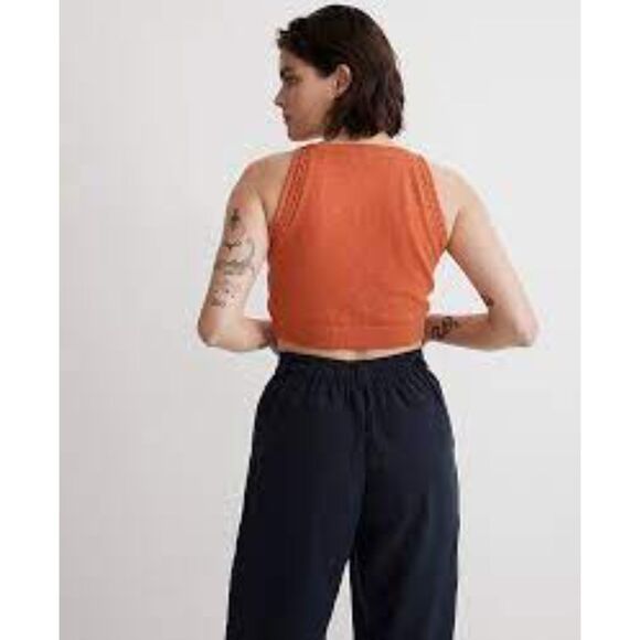 MWT Madewell Crochet-Trim Crop Sweater Tank copperwashed orange XS - Picture 3 of 5